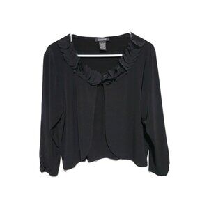 Glamour Jacket Shrug Large Women's Cropped Open Front Ruffled Neckline Slinky